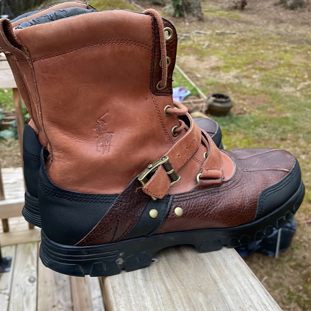 Polo Ralph Lauren Brown Hi Leather Boots Size 12D - Picture 7 of 15